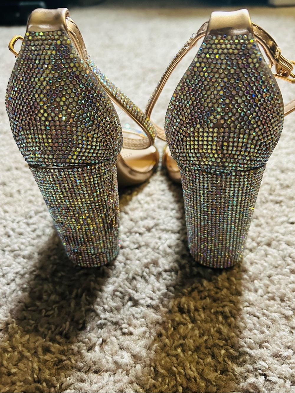 Dream Pairs Gold Rhinestone Block Heel Sandals